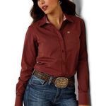 Ariat Women’s Kirby Stretch Fired Brick Pinstripe Button Down Shirt Size 1X NWT Photo 0