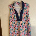 Simply Southern  Pineapple Print Tunic Dress  XL Sleeveless Collared Navy Trim Photo 5