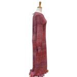 J.Crew Maxi Dress Sz L Pink Space Dyed Knit Fringe Hem Bishop Sleeve NEW Photo 5