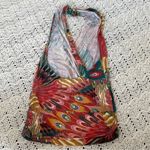 Rachel Pally Peacock Print Halter Tank Top Multicolor (Small) Art to Wear Boho Photo 1