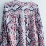 Lovers + Friends Snakeskin Keyhole Long Sleeve Lightweight Blouse Photo 4