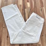 7 For All Mankind NWT  Distressed High-Waist Crop Straight Button Fly in White 32 Photo 4
