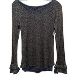 Lulumari Ruffle Sleeve Top Navy Metallic Women’s Size Large NWT Photo 0