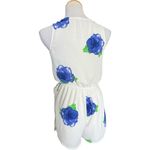 Womens Tea & Cup Los Angeles Blue Rose Floral Print Lace Hem Romper Photo 3