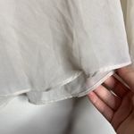 None V-Ruffled Neckline Long Puff Sleeve Ivory Pullover Blouse Photo 5