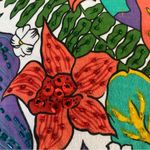 Vintage Victoria Harbour Tropical Foliage & Flower Sequin Beaded Graphic Shirt White Size L Photo 2