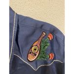 Carolina K Shirt Womens Medium Blue Western Embroidered Floral Snap Front Piped Photo 2