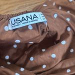 Lusana Leeta Brown Polka Dot Puff sleeve Short Sleeve V Photo 3