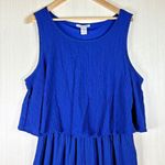 Sabrina Lauren Dress Womens Plus 2X Layered Cobalt Blue Maxi Crepe Textured Long Size XXL Photo 1