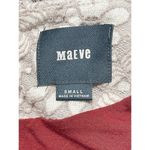 Maeve Anthropologie Dress Faux Wrap V-Neck Floral Lace Sleeveless Tan Small Photo 2