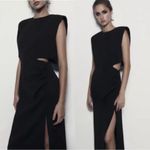 ZARA NWT Cut Out Side Slit SatinNavy Blue Maxi Dress XL Photo 1