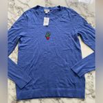 J.Crew NWT Teddie Purple Blue Cotton Pullover Sweater Sz M Small hole Incl patch Photo 6