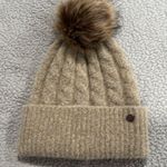 CALIA Women's Cable Knit Faux Fur Pom Beanie Gray Photo 0