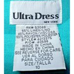 Vintage 90s Tunic Dress Womens Size 10 Blue/Green Knee Length Light Houses Linen Blue Photo 5