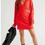 Free People Beach Red Stasia Mini Dress Size Medium Cut Out Sides Stretch Photo 0