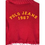 Polo Jeans Y2K Style Mock Neck Distressed Crop Sweater Size Small Red Photo 1