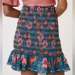 Farm Rio  Blue and Pink Chic Edgy Feminine Bohemian Whimsica Floral Skirt Size XL Photo 5