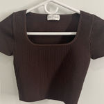 Babaton Brown Ribbed Crop Top Aritzia stretch sculpt knit Photo 0