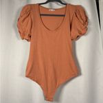 Free People Intimately  Orange Puff Sleeve Cotton Bodysuit Small Photo 4