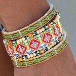 Nwot Roxanne assoulin Geometric Stretch Bracelet set of three Orange Photo 2