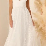 Lulus Sweetest Beloved White Mesh Embroidered Sleeveless Maxi Dress Size L Size L Photo 0