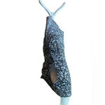 Michael Kors  Dark Blue Abstract Patterned Plunging Neckline Dress Size M Photo 3