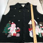 Bechamel women’s xl holiday button up vest ugly Christmas sweater festive knit Photo 9