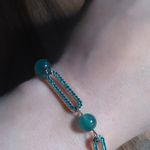 Green Aventurine and Austrian Crystal Paperclip Bracelet Photo 4