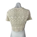 Tea & Cup Cream Crochet Short Sleeve Short Cardigan Bolero Jacket Shrug Top Sz M Photo 1