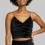 Wild Fable NWT Black Velvet Strappy Pleated Bralette Crop Top Party New Large Photo 0