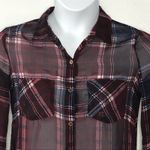 Charlotte Russe Plaid Button Up Tunic Shirt 90s Grunge Sheer Top Size Small Photo 3