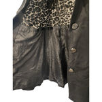 Guess Vintage Y2K Leopard Print Nylon Belted Hooded Trench Coat Size Large Black Photo 7