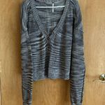 Free People  Mercury‎ Henley Long Sleeve V-Neck Sweater Womens Small Gray Photo 0