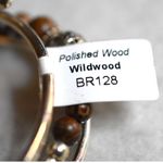NWT Crazyartgrrl Wildwood Polished Wood Carved Silver Plated Beads 7.5" Bracelet Photo 3