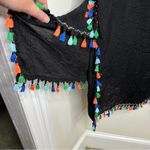 Black Swimsuit Beach Pool Cover Up Colorful Pom poms Tassels One Size Vacay Photo 4