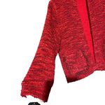Chico's Jacket Red Boucle Textured Fringe Open Jacket Size 2 Photo 3
