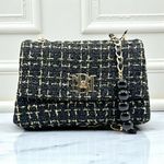 Badgley Mischka  Tweed Crossbody Flap Bag Black Gold New With Tags Photo 7