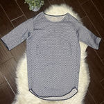 humanoid navy blue/cream 3/4 sleeve textured shirt dress sz Small Blue Photo 0