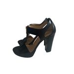 Michael Kors Black Gold Leather Platform Zip Heels Size 7 Photo 8