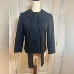 ZARA women Navy With Embroidered Detachable Collar Blazer Size Small Photo 6