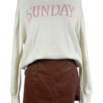Poof New York Cream Pink SUNDAY Knit Sweater Pullover Womens Small Casual Lightweight Photo 0