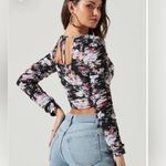 ASTR ‎ The Label Erica Floral Mesh Top Black S Photo 1