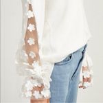 French Connection  Cream V-Neck Blouse with Lace Sleeves Photo 3