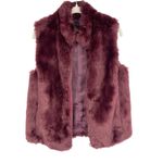 J.Crew  Faux Fur Vest Burgundy Red Full Zip Size Small Fall Winter Style Photo 2