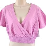 Abound  Women's Crop Top Purple Violet Cap Sleeve Surplice size small Photo 1