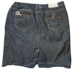 Moschino Love  Denim Mini Skirt Stretchy Blue Jeans Skirt Size L 36" Waist Photo 2