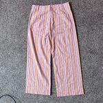 Maeve Striped Linen Wide Leg Cropped Pants Photo 5