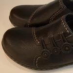 Clarks  Collection Black Leather Button Accent Comfort Slip On Loafers Photo 3