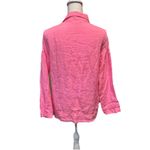 C&C California C & C California Top XS Hot Pink 100% Linen Long Sleeve‎ With Collar V-Neck Photo 1