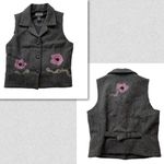 Gap Wool Vest Gray Pink Medium Herringbone Classic Tailored Y2K Vintage Abstract Photo 10